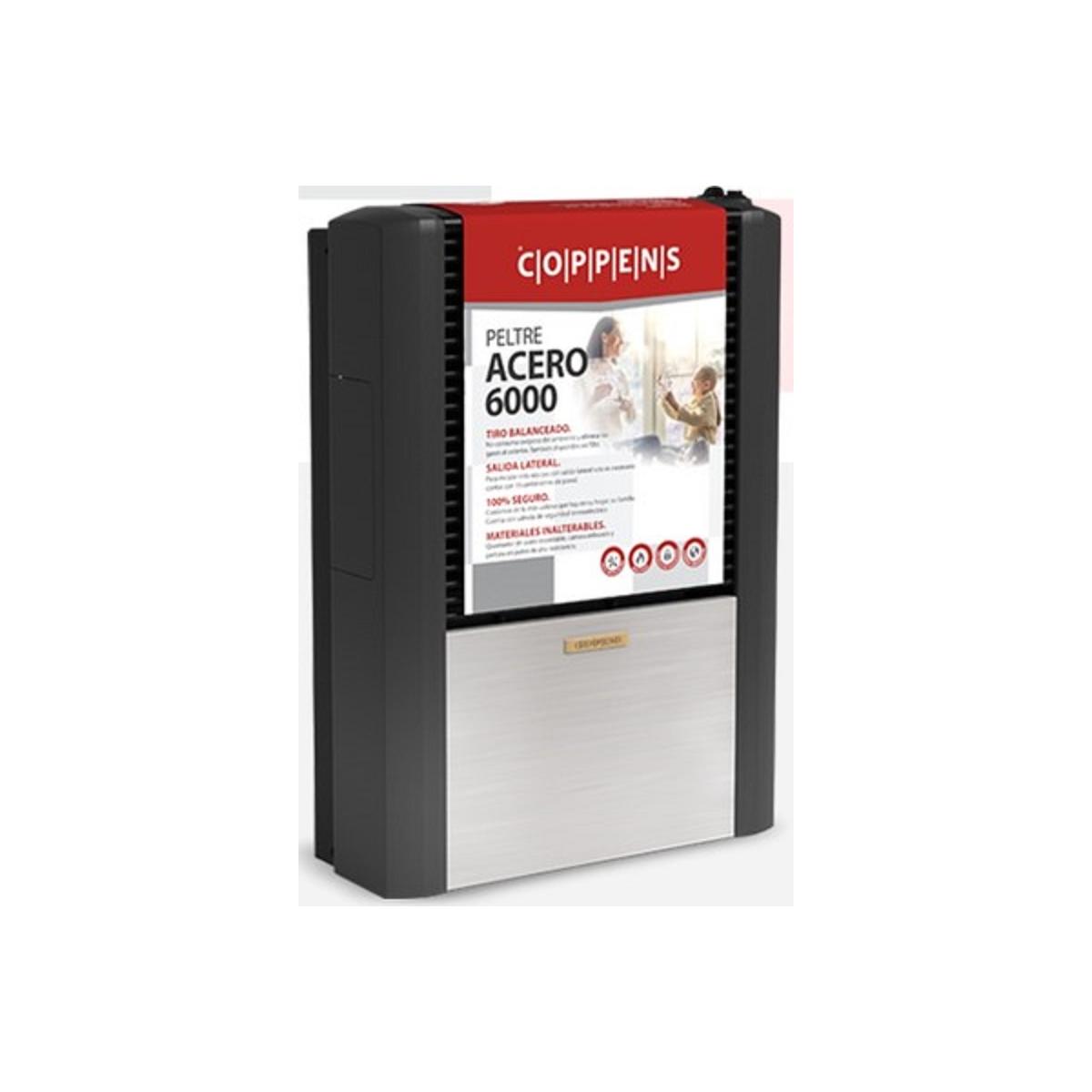 Calefactor Coppens peltre acero 6000 kcal/h - tb, mg, c/salida der.