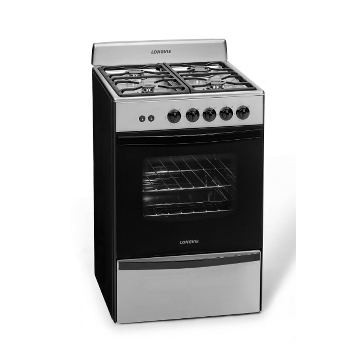 Cocina A Gas Longvie 13331xf 56cm Inox Cajón Parrilla