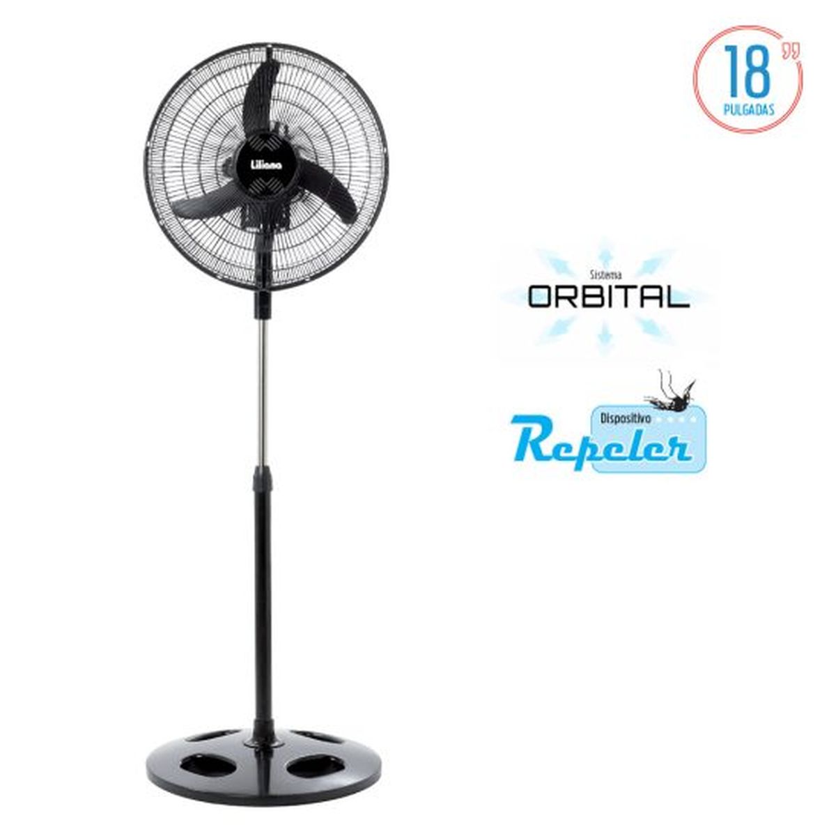 Ventilador Liliana 18" VPRN18 PIE 75W 3VEL REPELER 3ASPAS