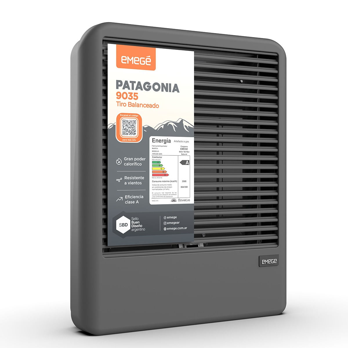 Calefactor Emegé 3500 TBU MG LINEA PATAGONIA MOD 9035U