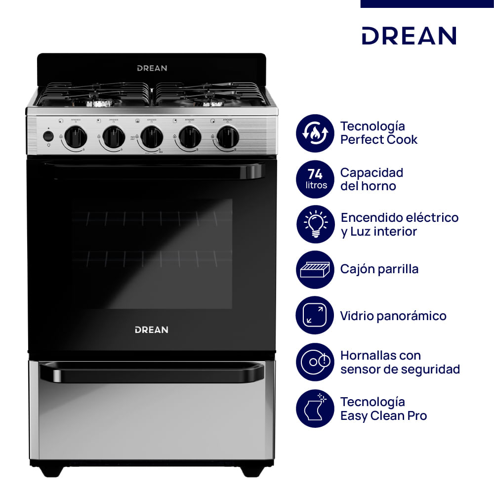 Cocina Drean 56cm Cd5603ai0 Inox Mg C/Enc C/Luz