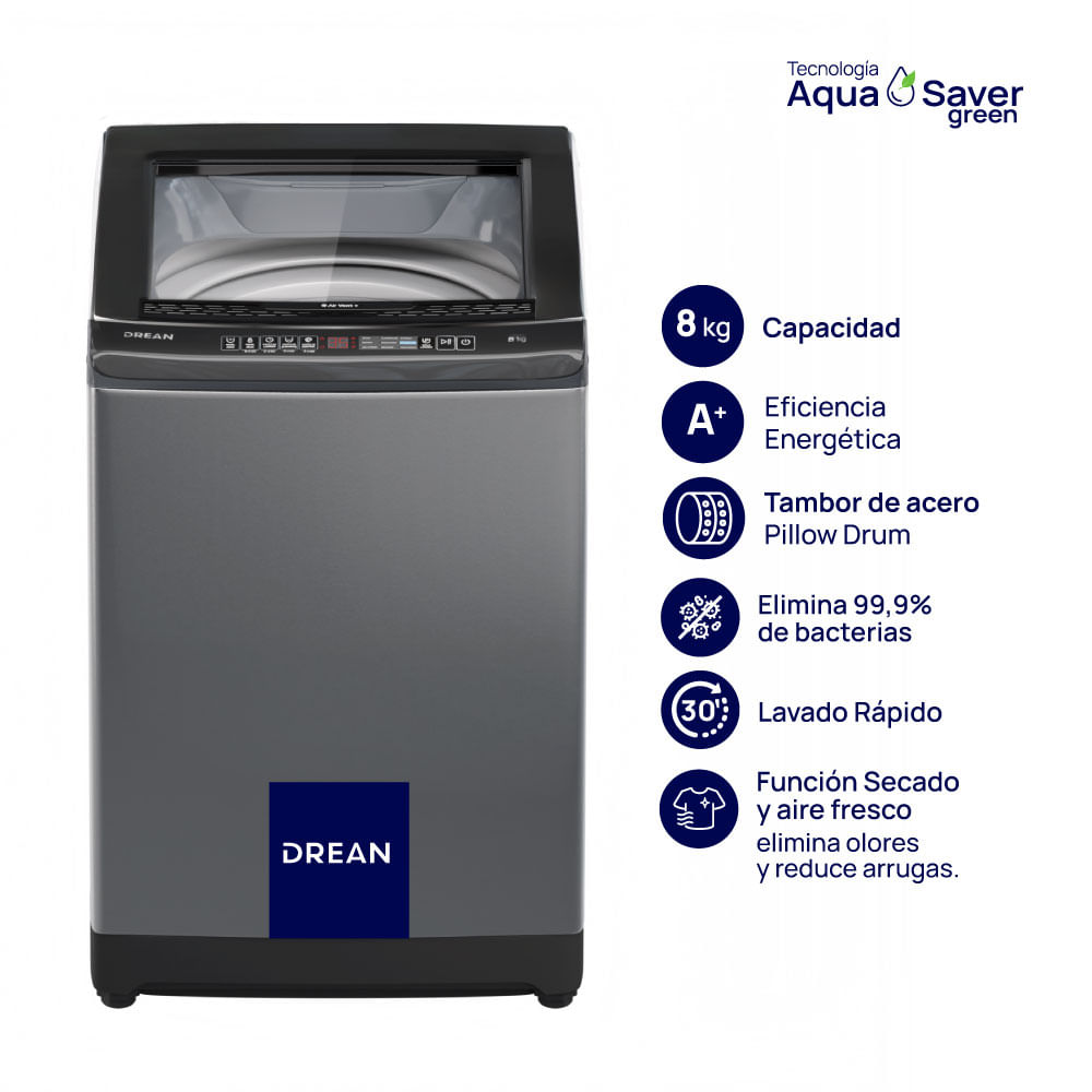 Lavarropas Drean 8kg Lpdr0865ilg 660rpm Gris