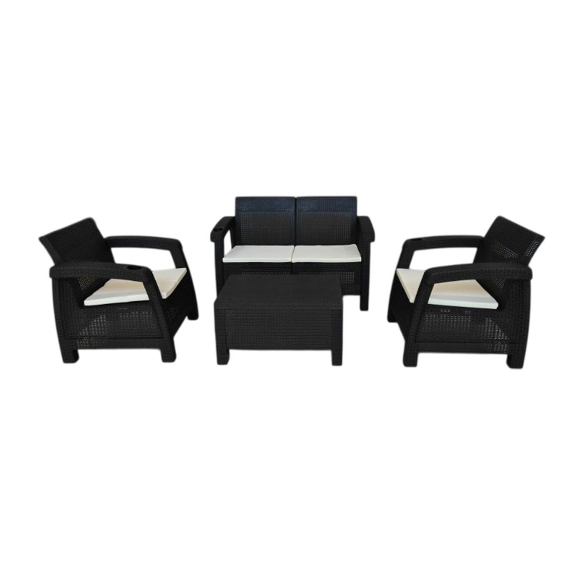 Set Living Outdoors Ratan 4 Cuerpos C/Mesa Ratona