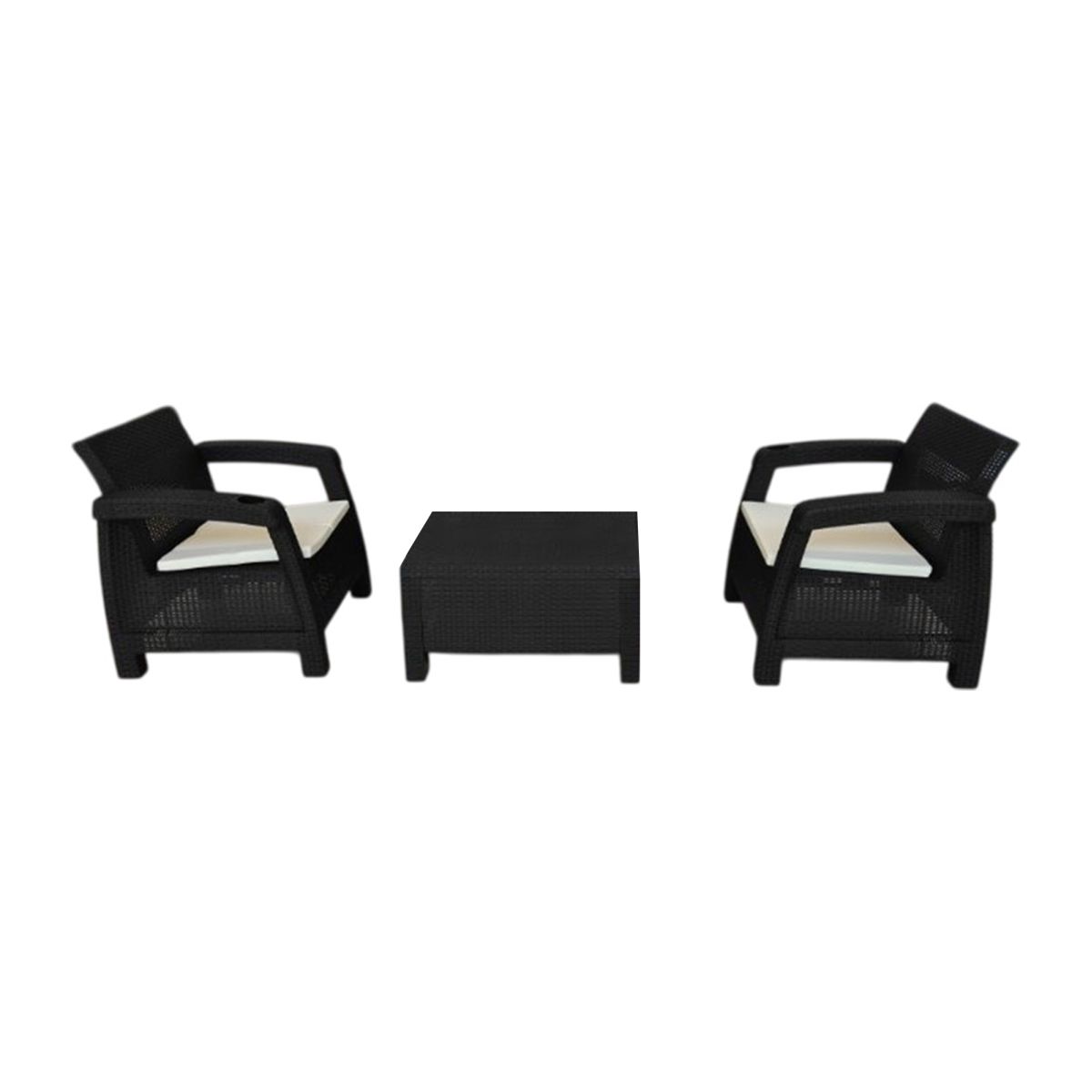 Set Ratan Outdoors 3 Cuerpos (2 Sillones 1 Mesa)