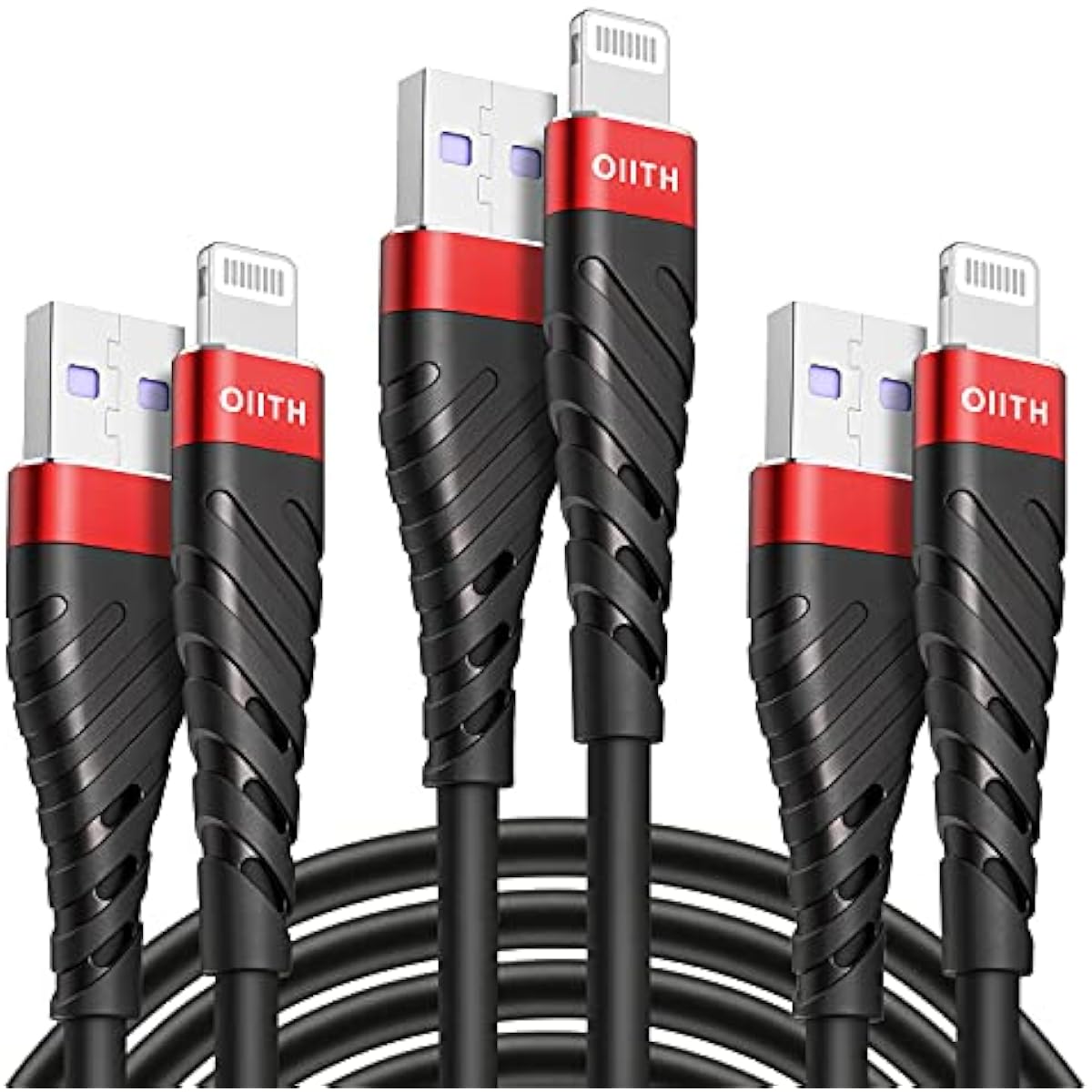 Apple OIITH Paquete de 3 cables de carga para iPhone con certificación MFi de , cable de carga largo