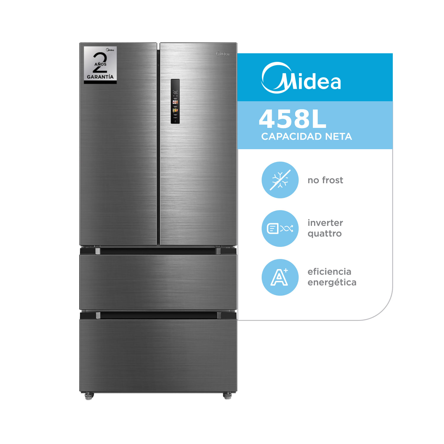 Heladera Midea 458l Inverter No Frost Mdrf692fgf46ad