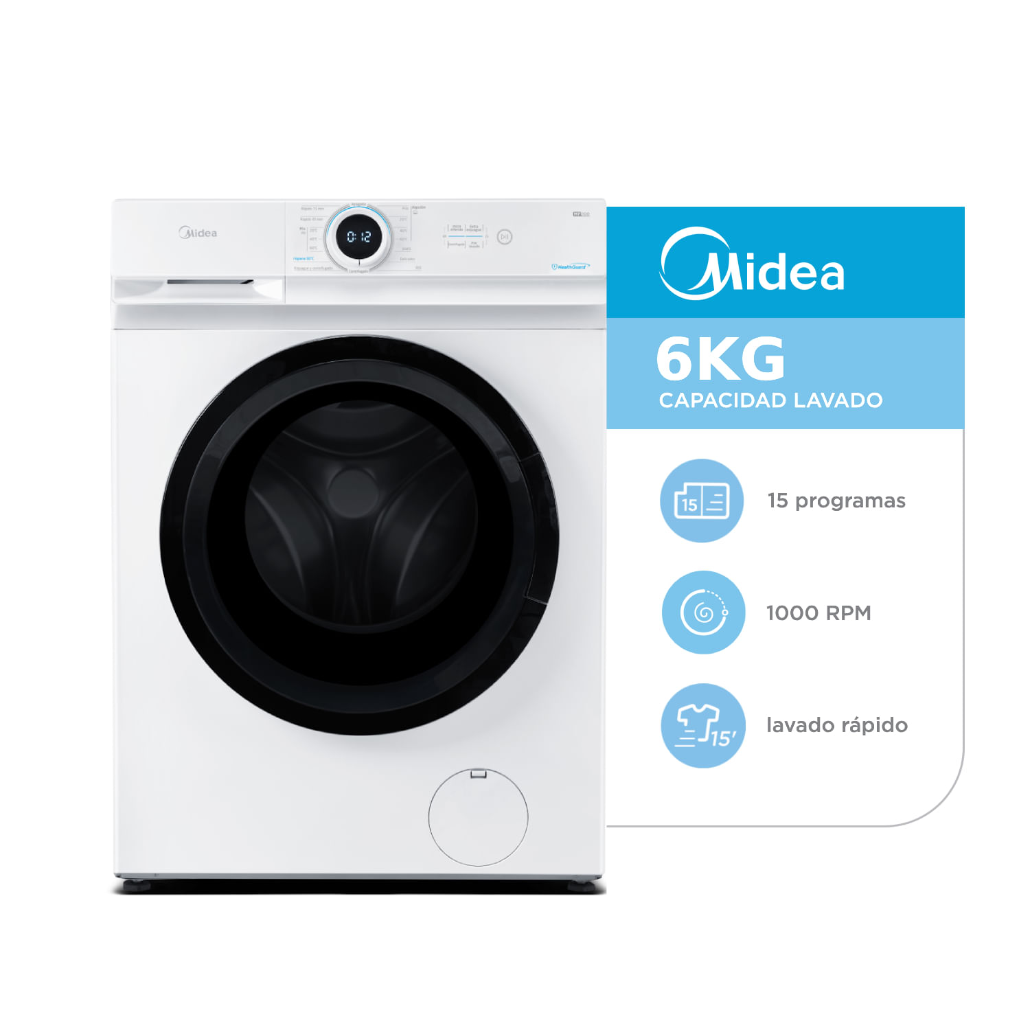 Lavarropas Frontal Automatico Midea Mf100w60wa1 6kg 1000rpm Blanco