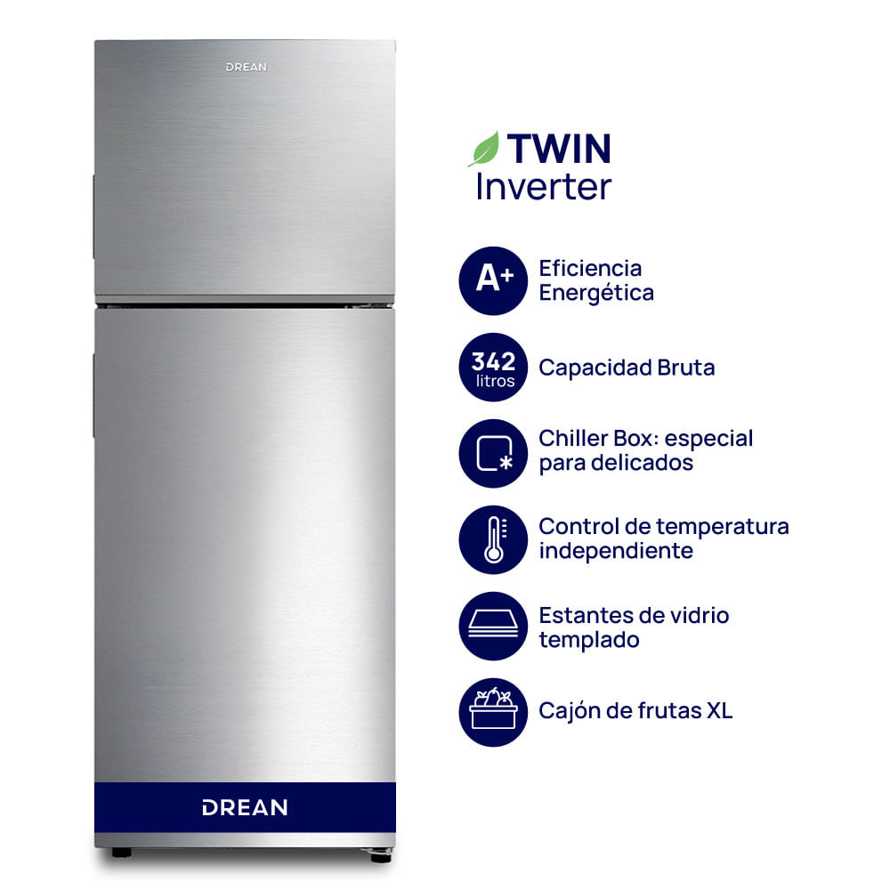 Heladera Drean 317l No Frost Rzn320pcarx0 Inox A+