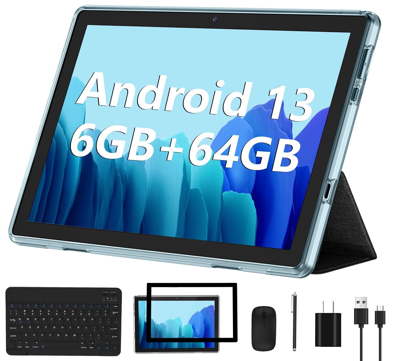 Android Tablet, 10.1 inch Android 13 Tablets 6GB RAM 64GB ROM 1TB Expand, 1280x800 IPS HD Tableta Android 13 2023, tabletas de 10 pulgadas con 6 GB de RAM + 64 GB de ROM + 1 TB Ouad-Core