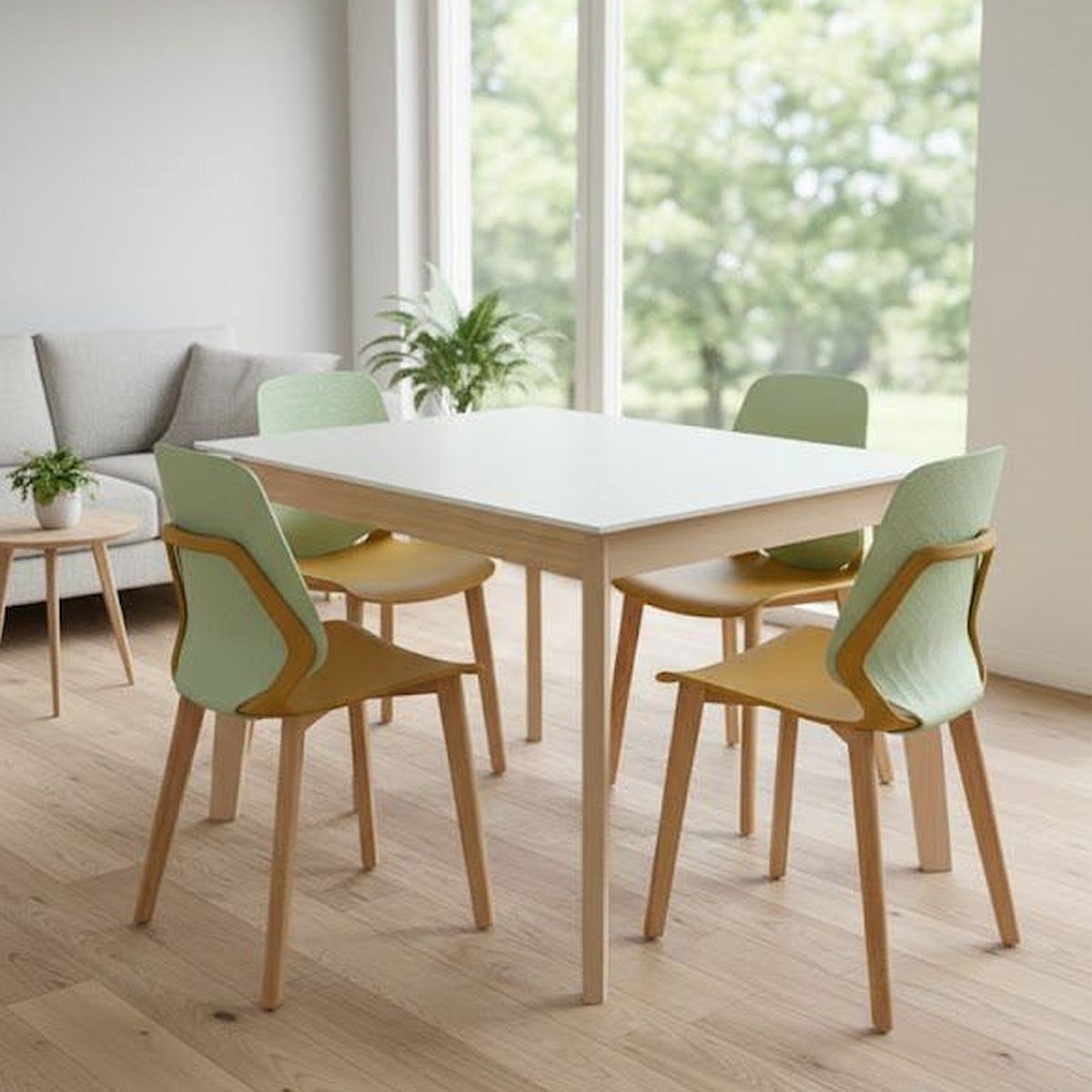 Juego Mesa+4sillas Gao Barulich Ocre/V Pata Madera