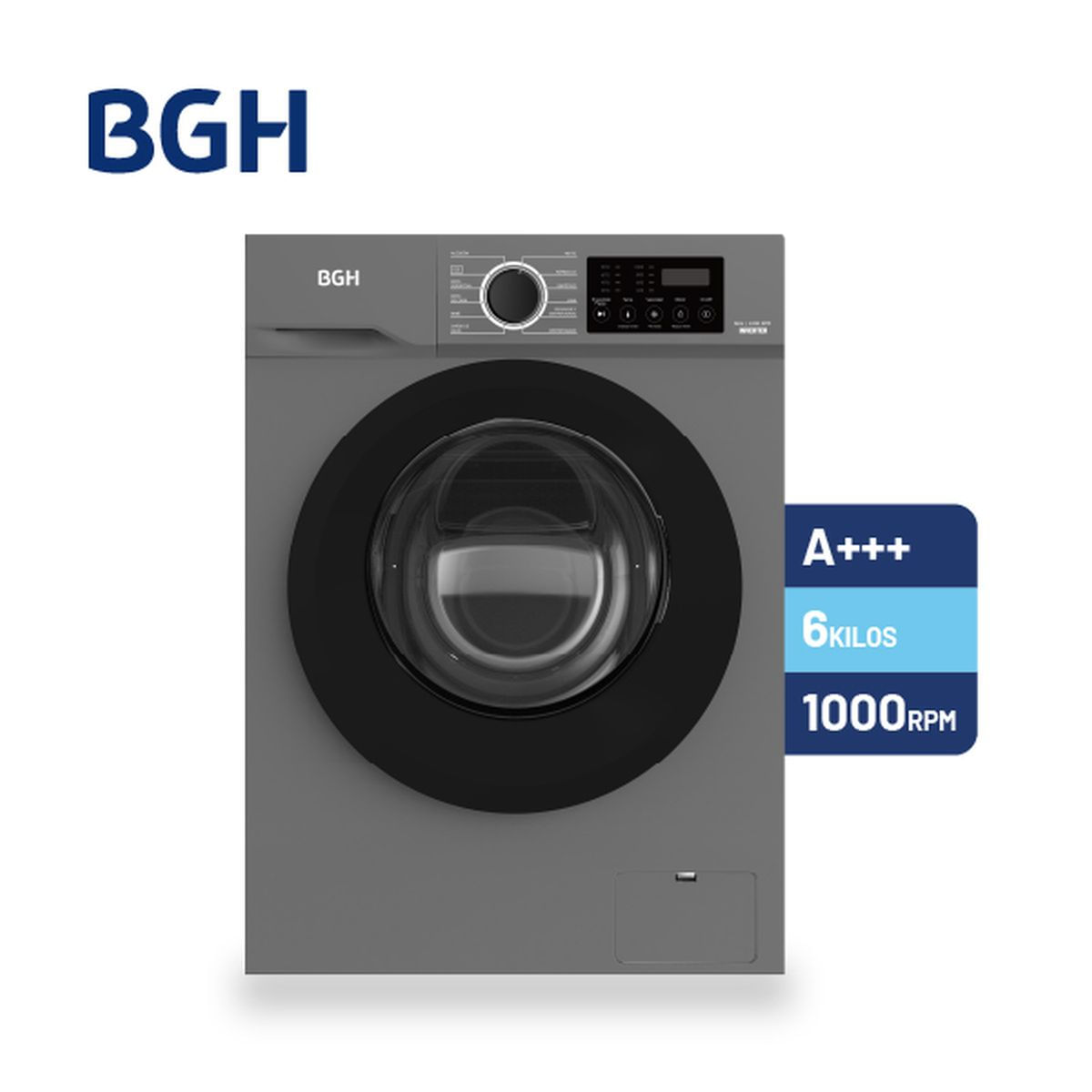 Lavarropas Bgh 6kg Bwfe06s24ar 1000rpm Gris Inverter A+++