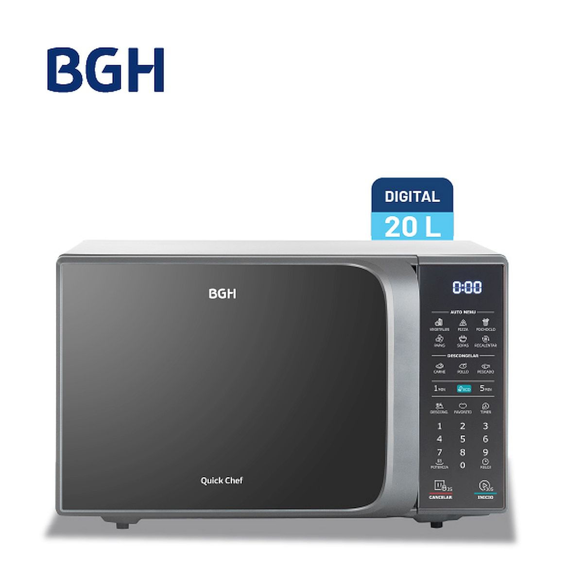 Microondas Bgh 20lts B120ds20i 700w Digital Silver