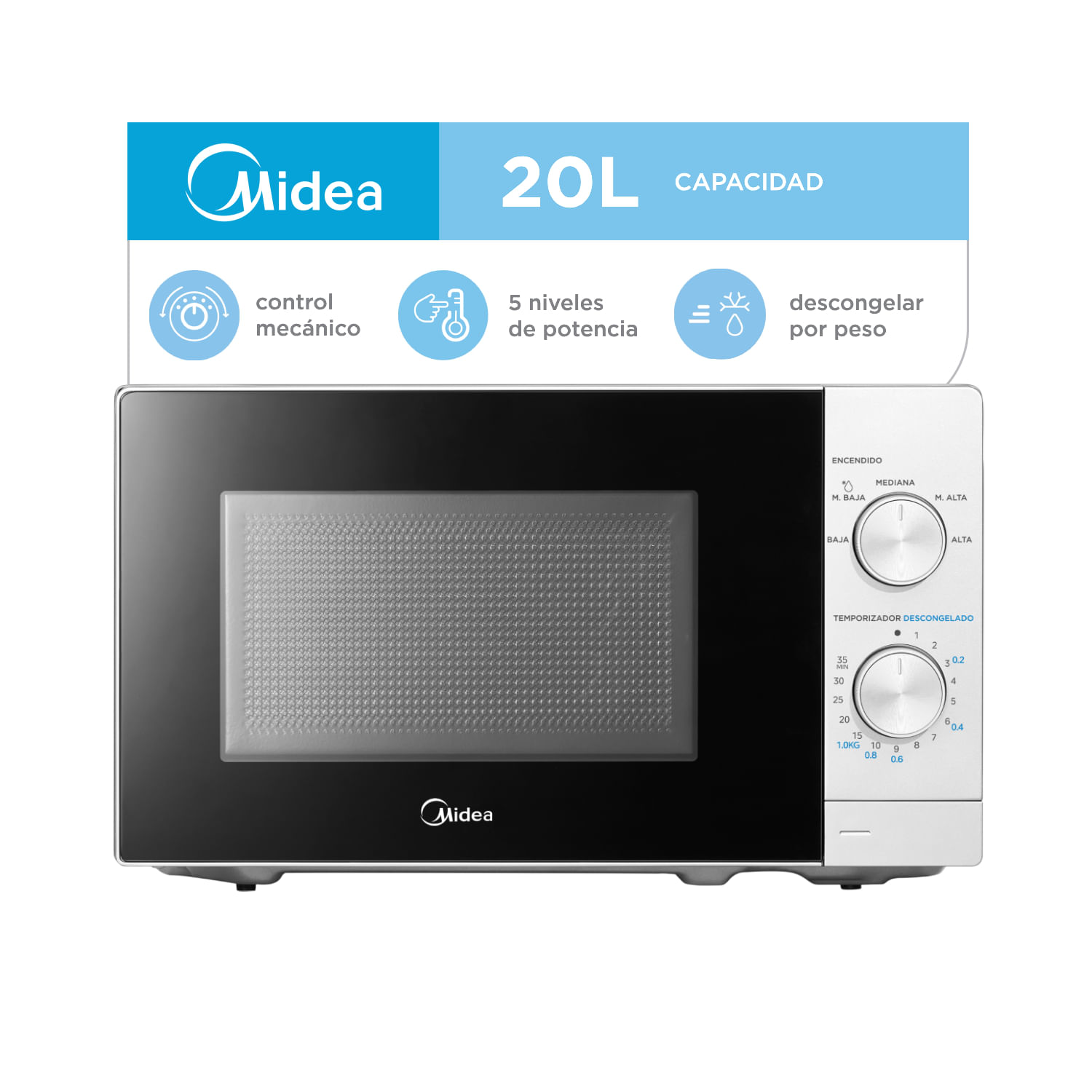 Horno Microondas Mecánico 20lts Mw-Mn120war1 650w Blanco