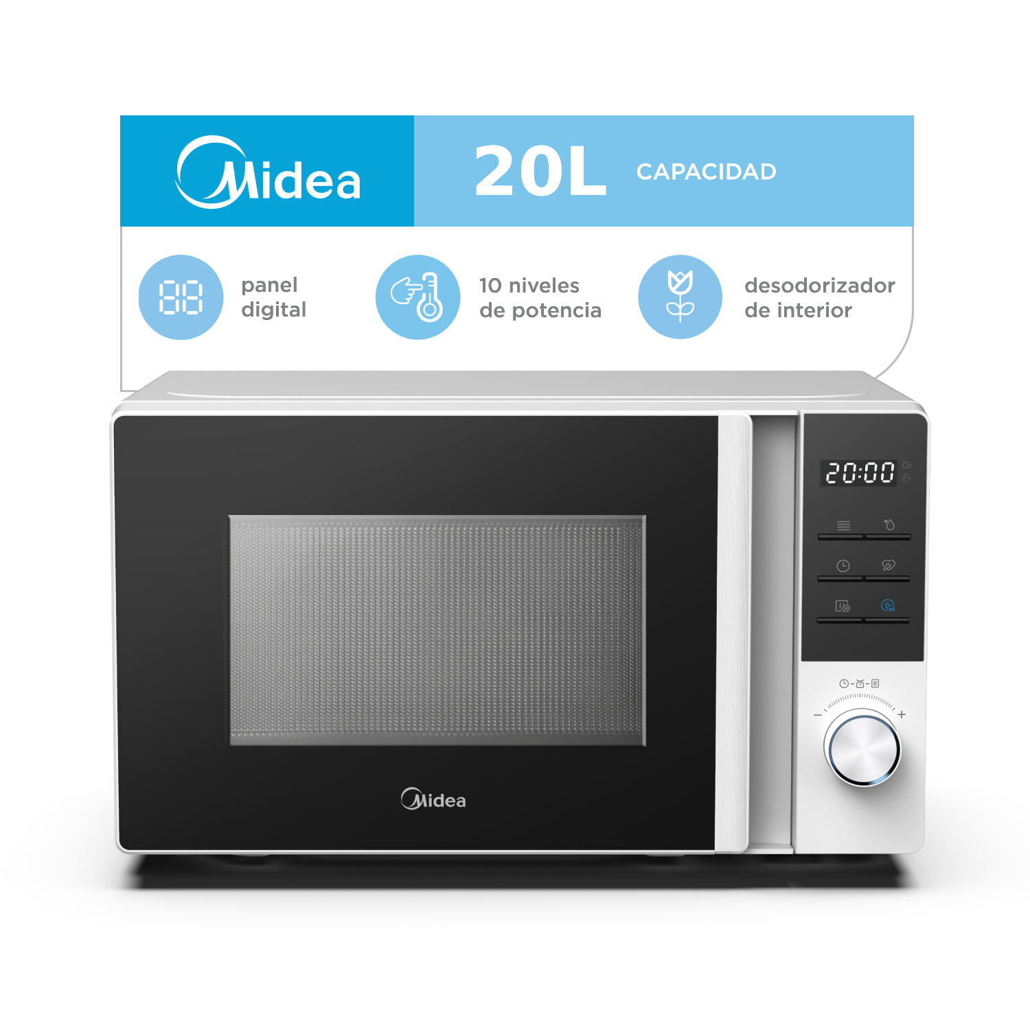 Horno Microondas Digital 20lts Midea Mw-Dn120war1 700w Blanco