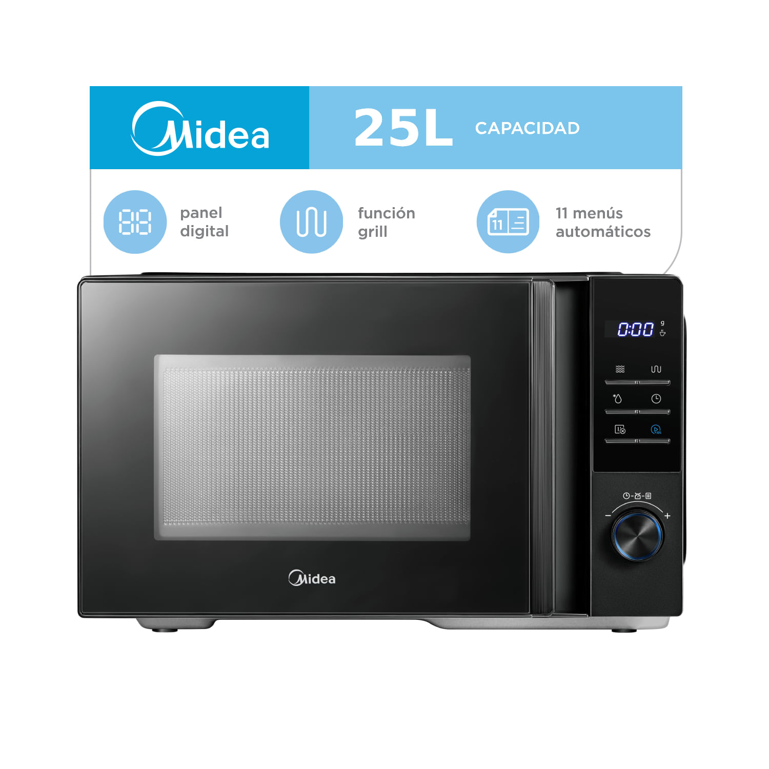 Horno Microondas Midea Digital 25lts Mw-Dg125bar1 850w Grill Negro