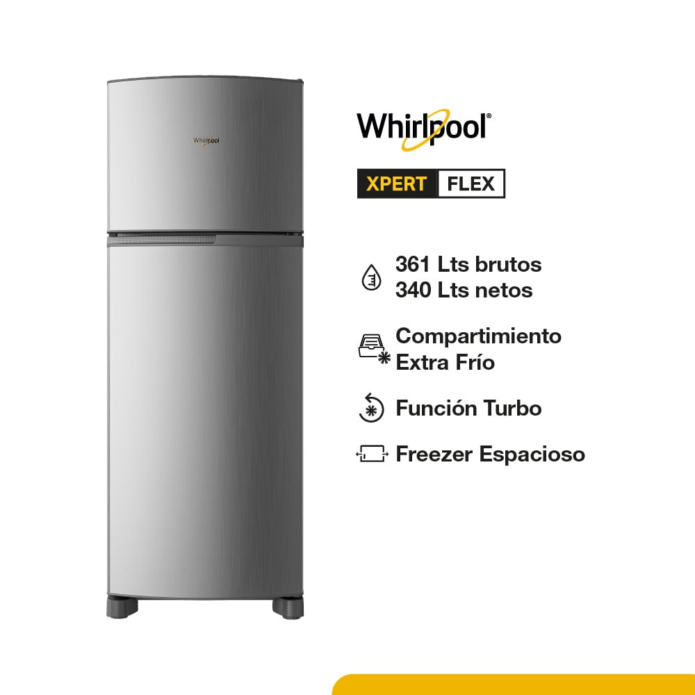 Heladera Whirlpool 340 Lts No Frost Wrm40mkdim Inox
