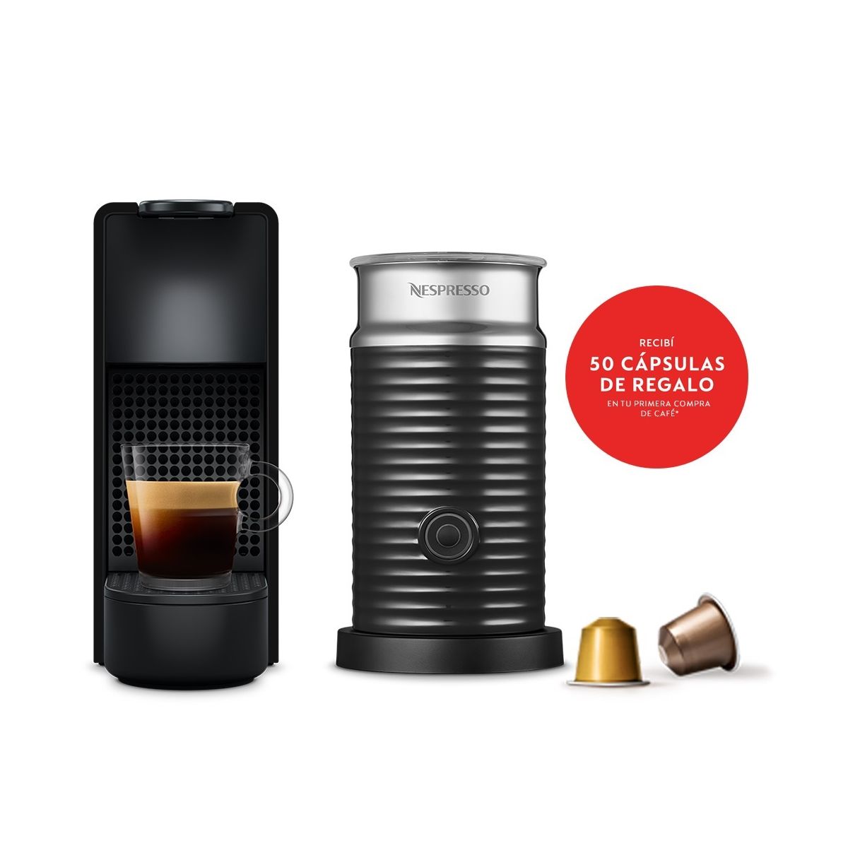 Cafetera Nespresso Essenza Mini Black + Aeroccino