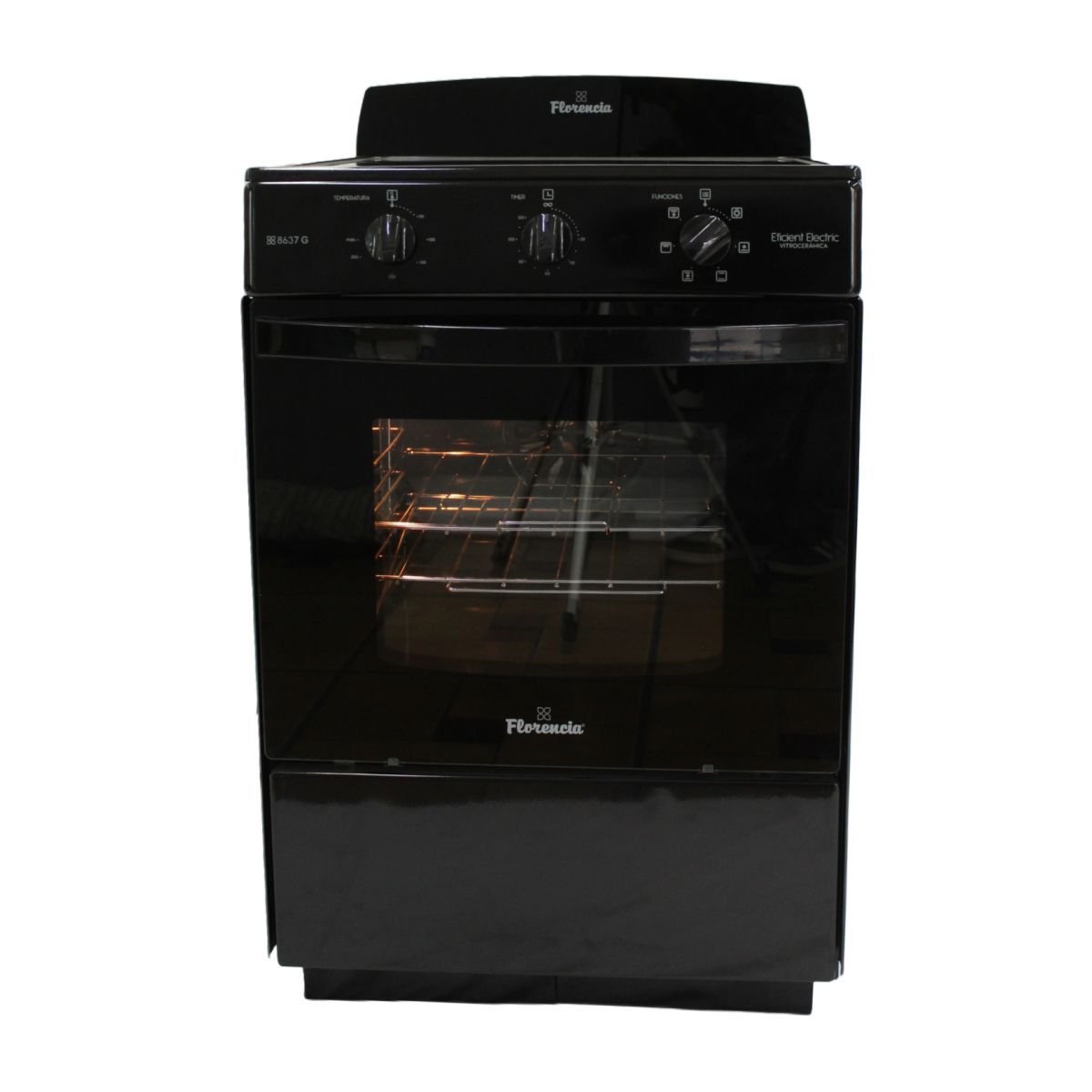 Cocina EléCtrica Florencia 56cm 8637g Negra C/Anafe Vitro
