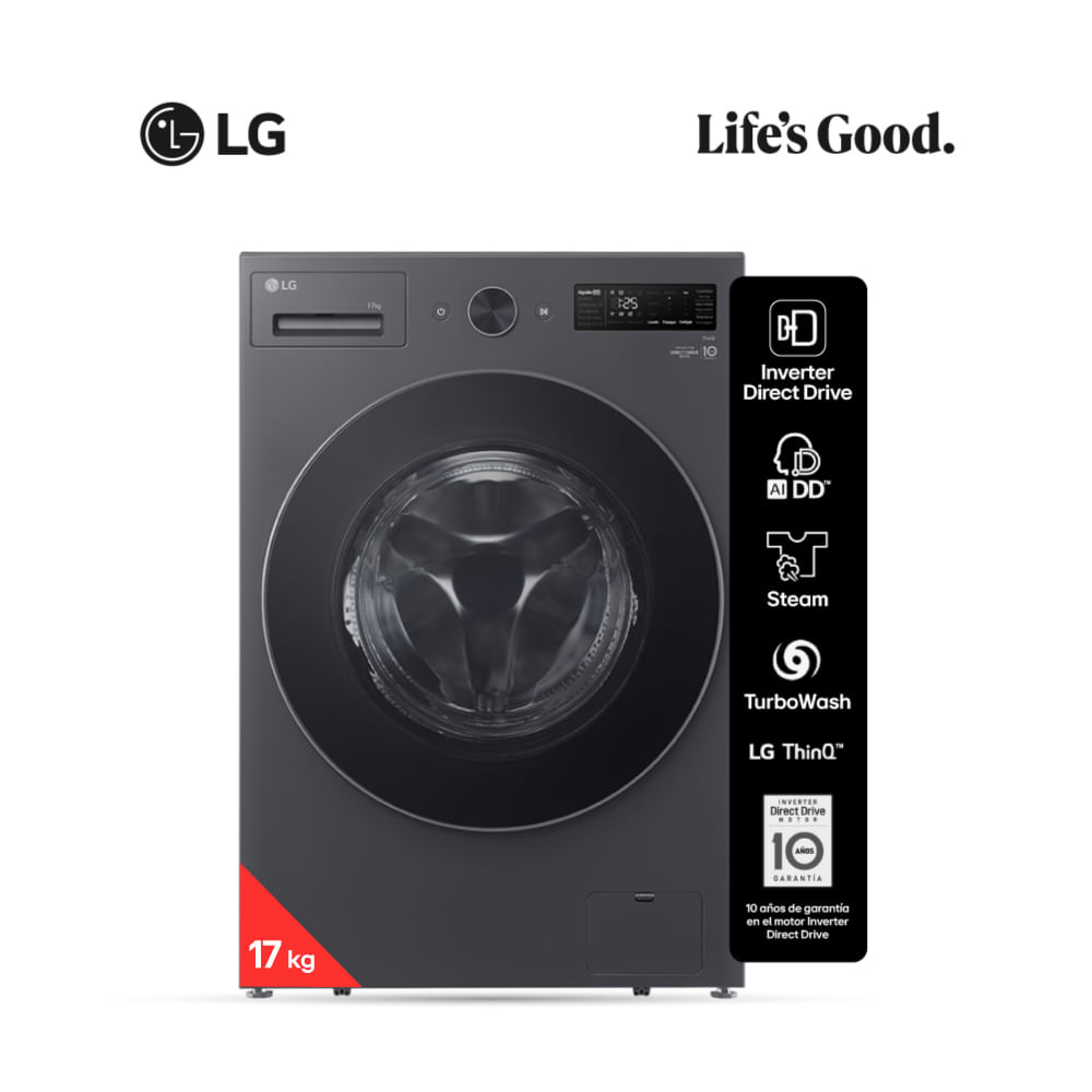 Lavarropas Automático Lg Carga Frontal 17 Kg Wm17egntspg Gris