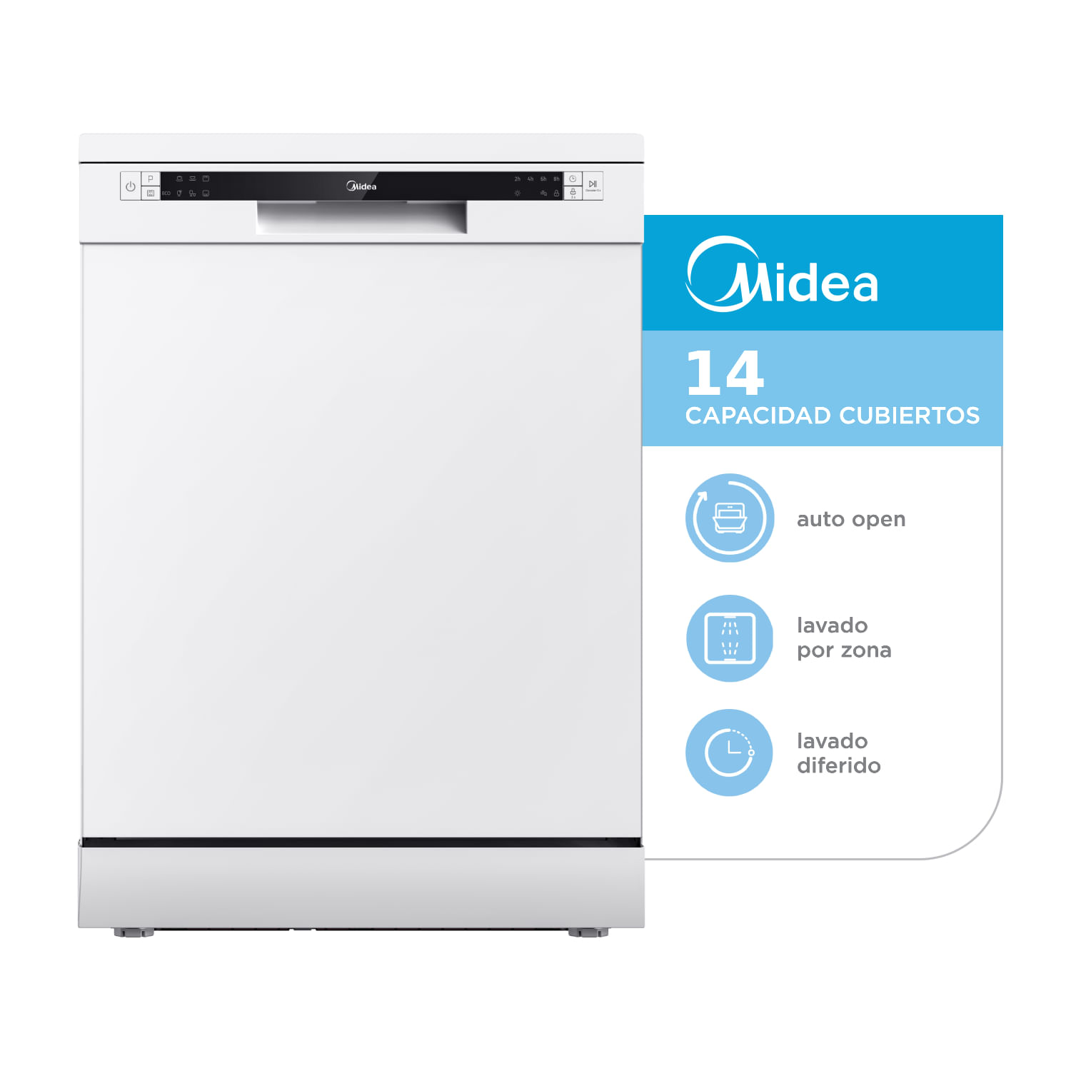 Lavavajillas Midea 14 Cubiertos De-314war1 Blanco 5 Programas