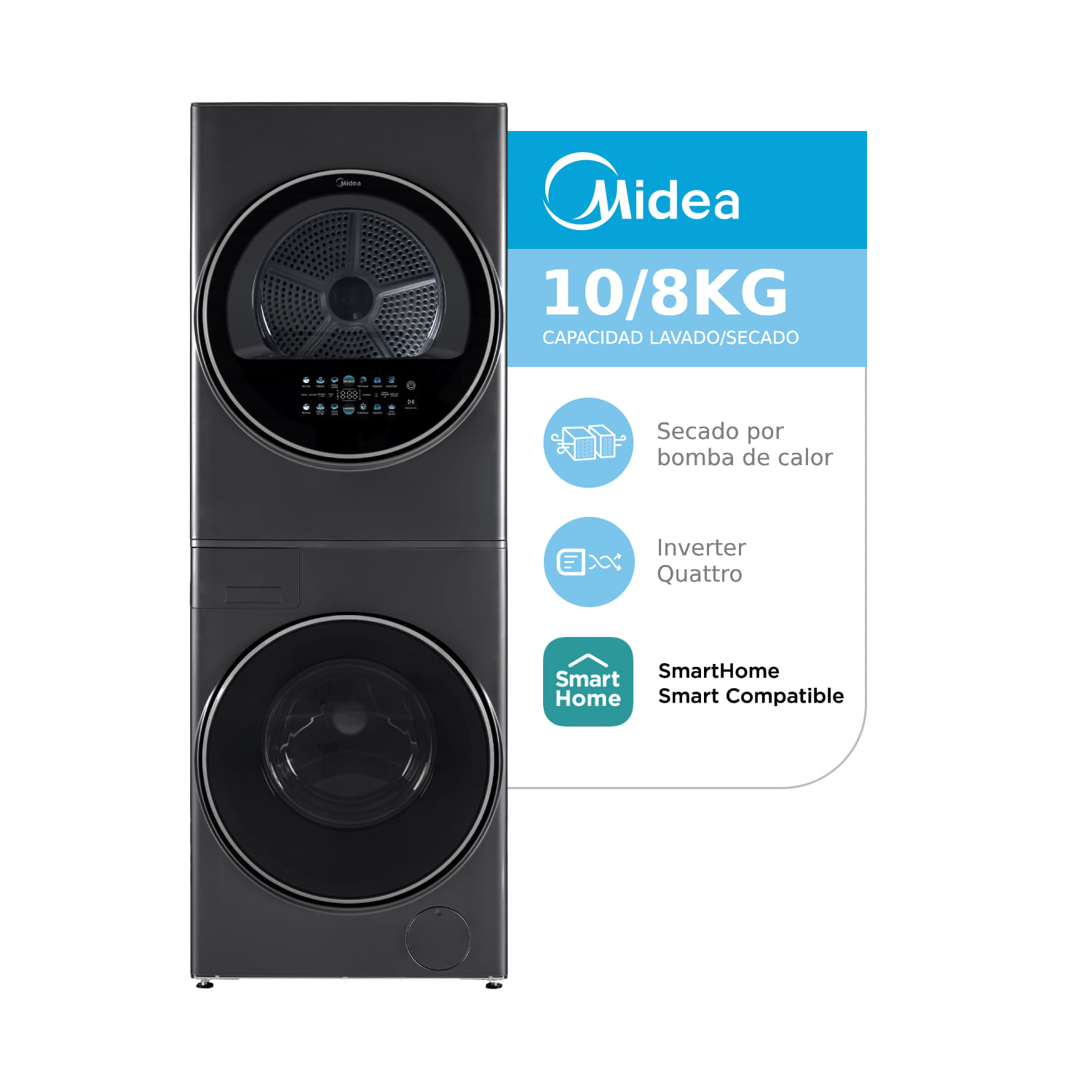 Torre De Lavado Midea10/8kg Mtf-100wb/T-Ar Inverter