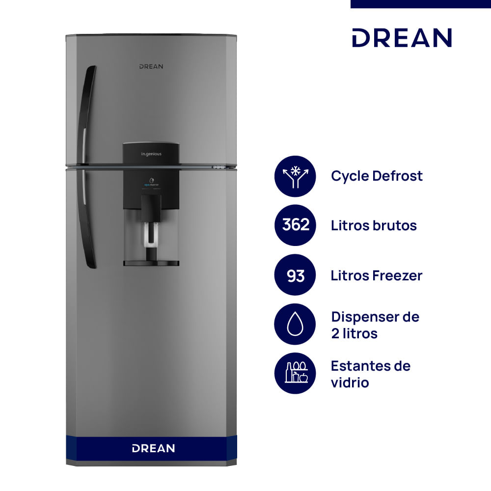 Heladera con freezer Cíclica 362 L Gris Drean HDR370F61E