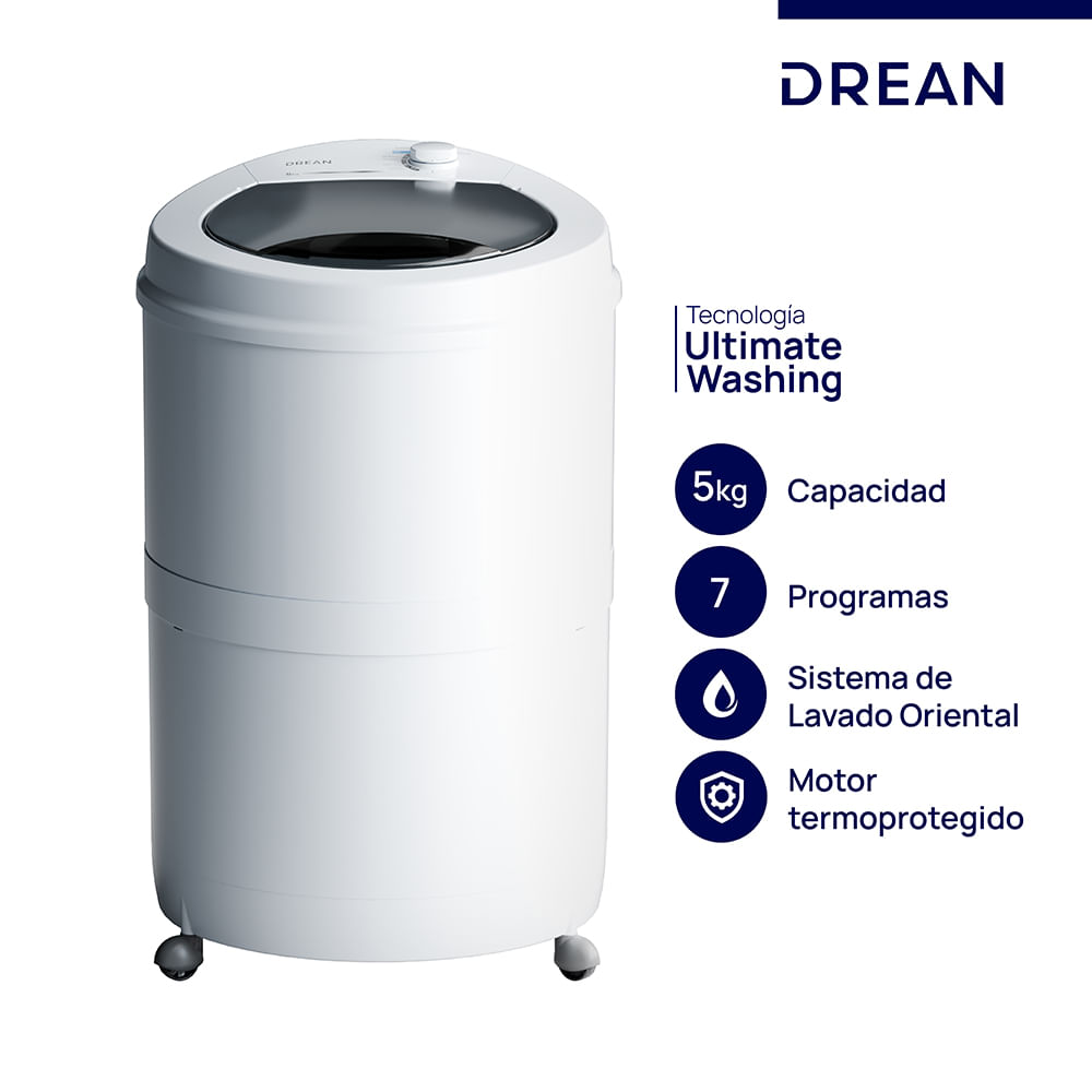 Lavarropas Semiautomático Drean Carga Superior 5 Kg Lrdr57sb0 Blanco