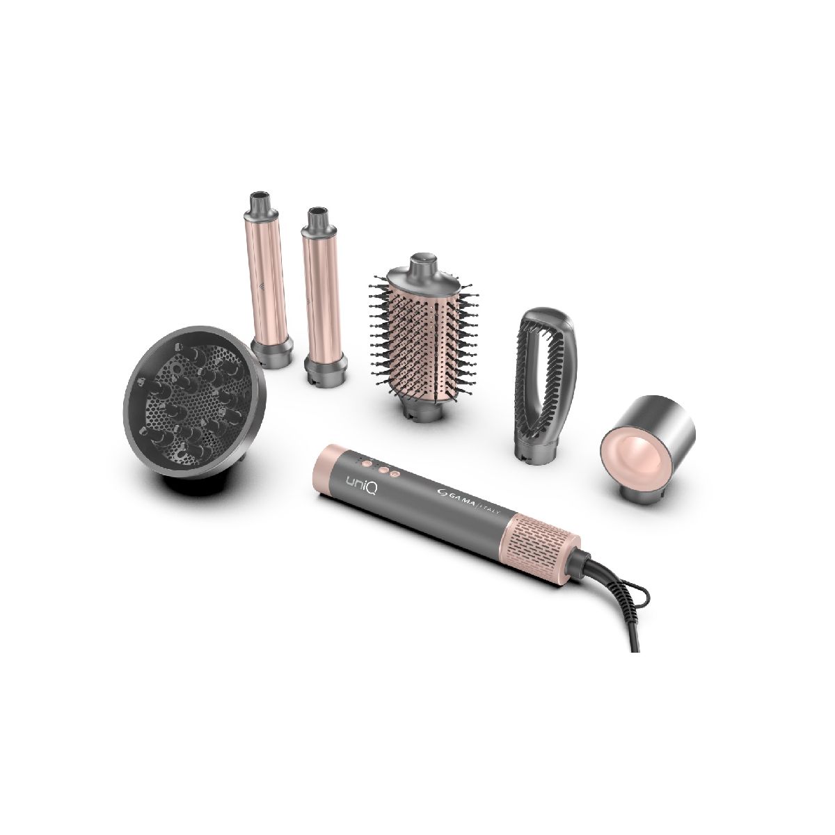Cepillo Secador Multistyler Ga.Ma Italy Uniq Flow 6en1 1500w Gris Oscuro