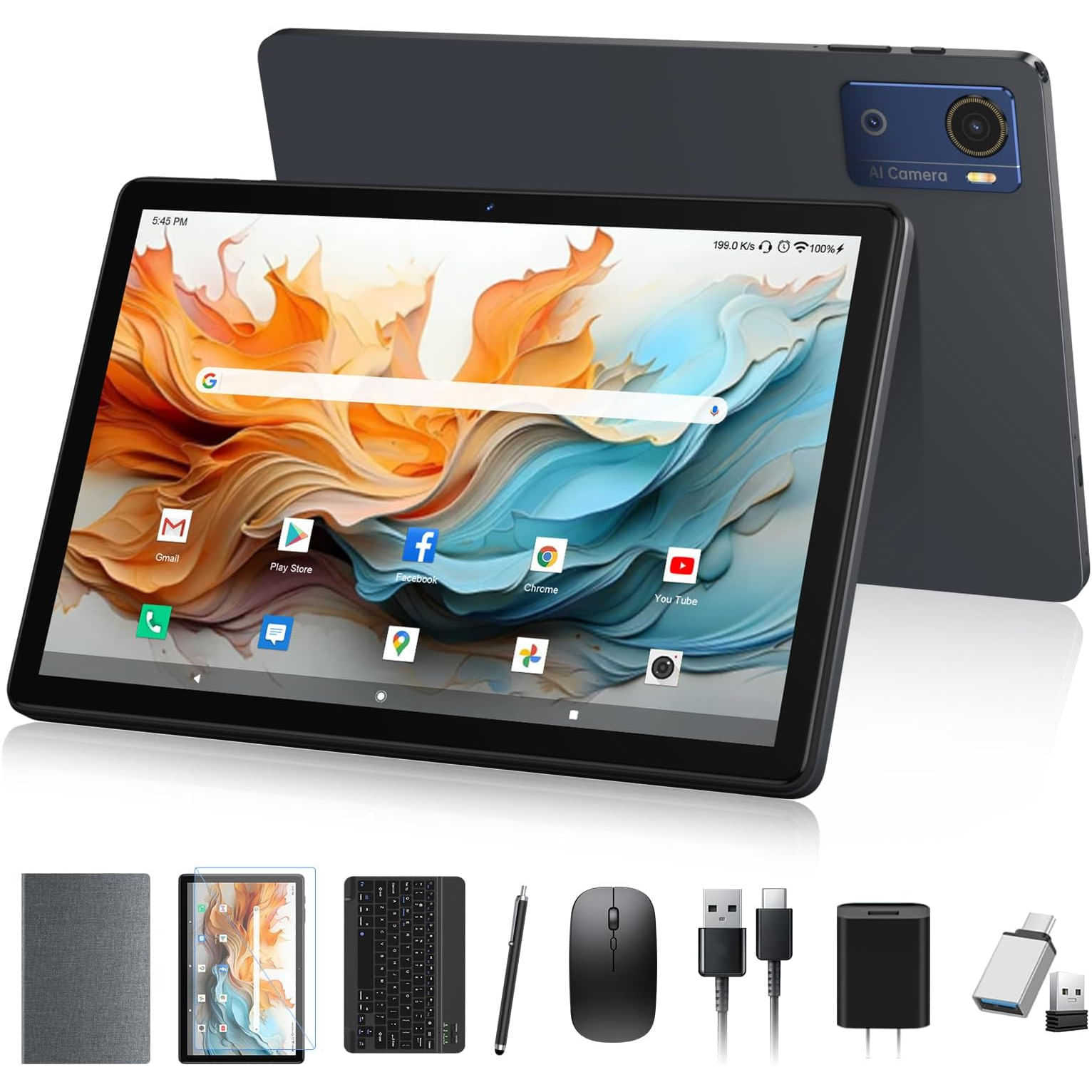 Tablet MEIZE D138C 10.1 Pulgadas 64GB 12GB RAM Android 16 Con Teclado Y Mouse