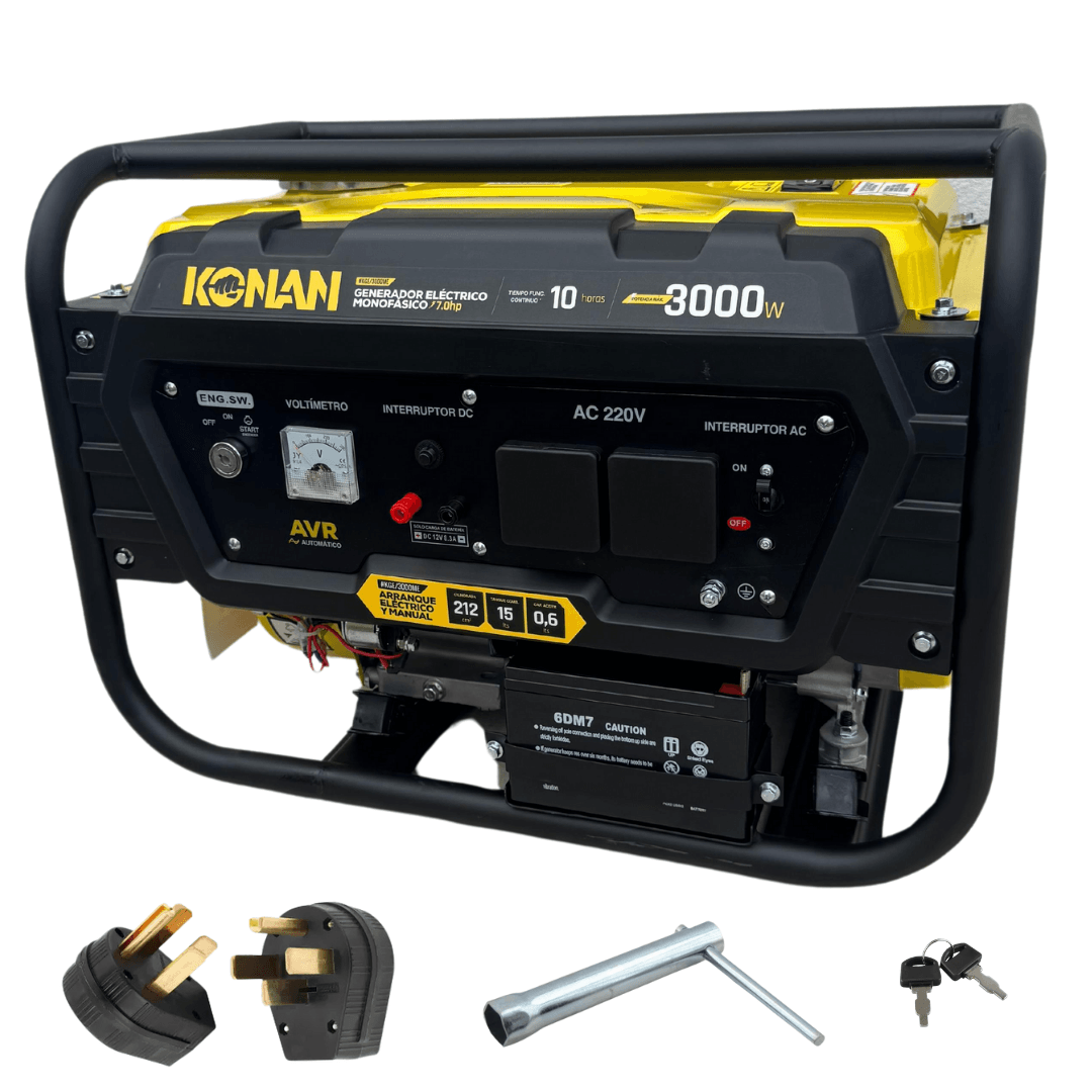 Generador 7Hp 3000W Monofásico Konan Arranque Electrico