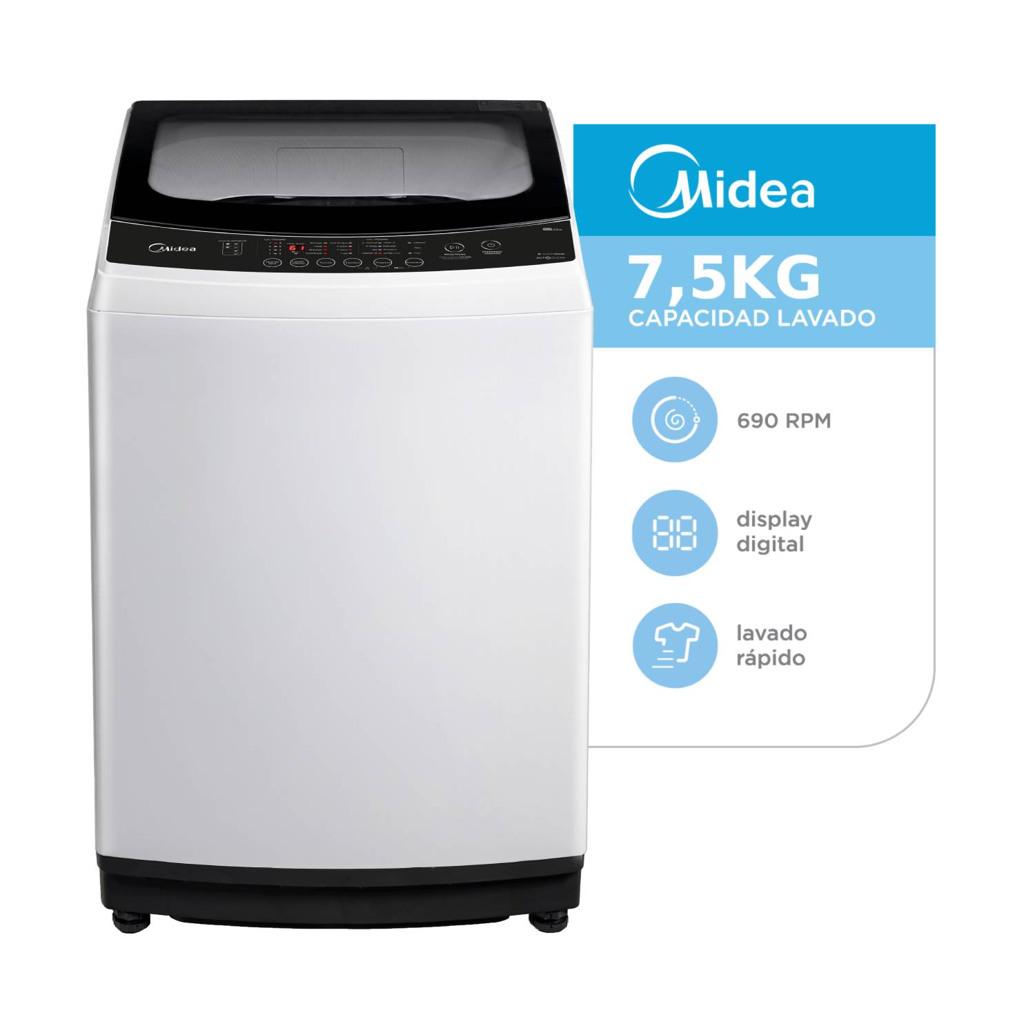 Lavarropas Superior AutomáTico Midea Mls-75we04n 690 Rpm