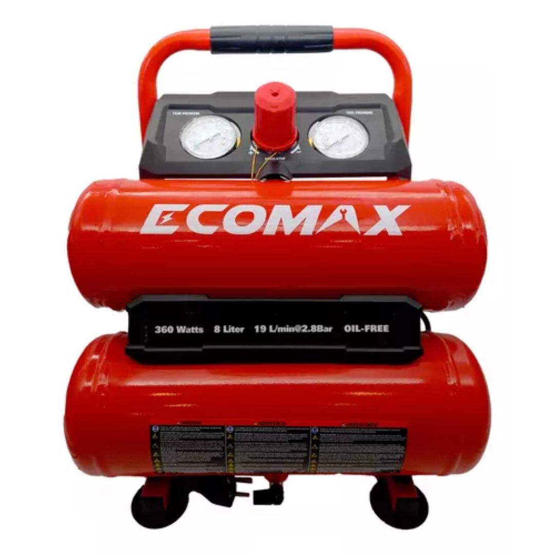 Compresor De Aire Ecomax Sin Aceite Portatil 8 Lts 360w