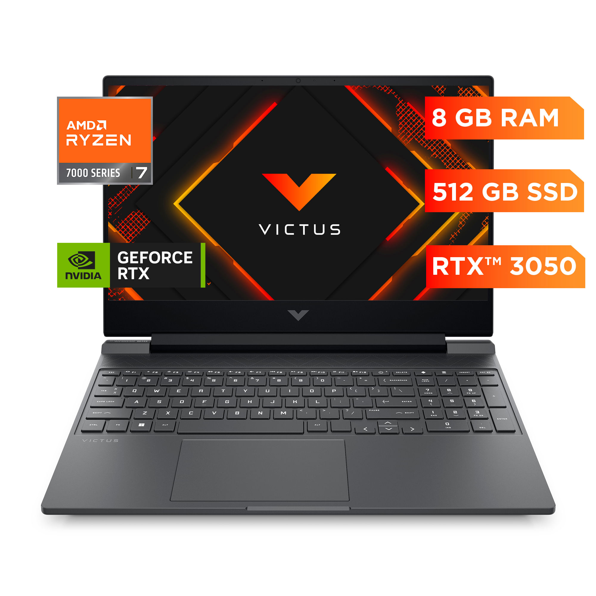 Notebook Hp Victus Ryzen 7 7445hs 8gb 512gb Rtx 3050 Windows 11 Plata Mica