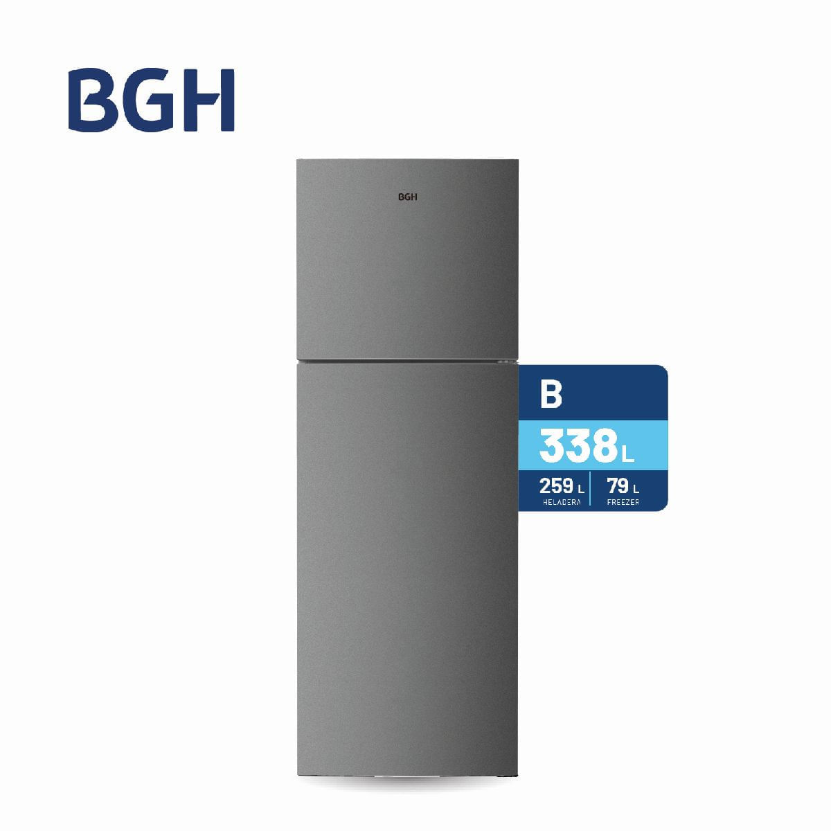 Heladera Bgh Top Mount N/f Inv 338l Dark Silve